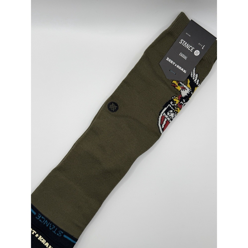 Stance The Eagle Crew Socks Military Green Bert Krak A555C25THE Mens Large NWT